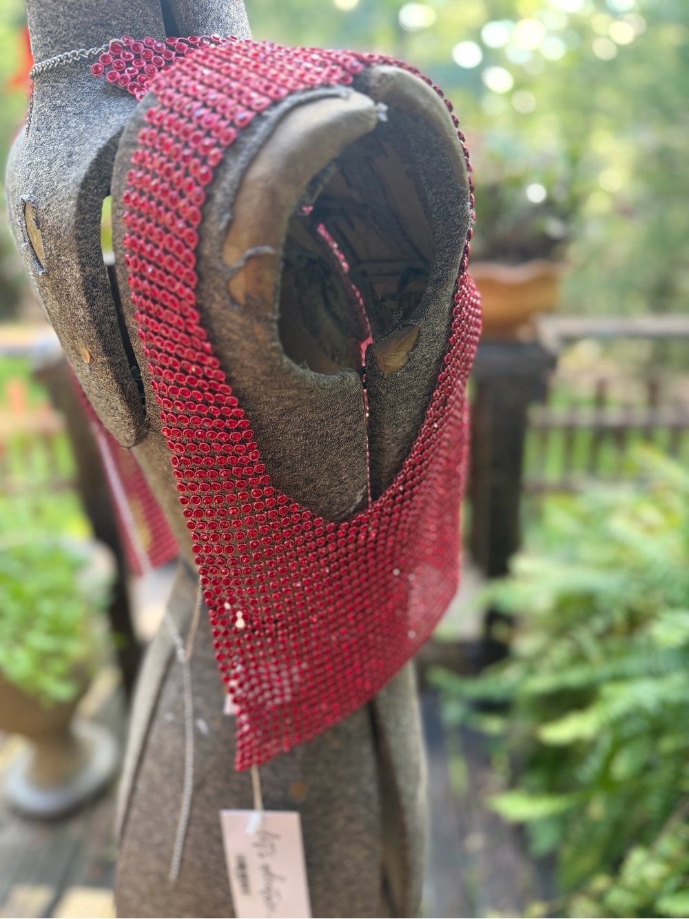 12th Tribe She’s a Gem Red Rhinestone Mesh Crop Top - Women's Sparkle Tank - Picture 7 of 9